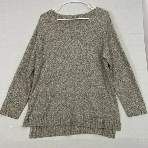 J. Jill Sweater with Pockets, Split High Low Hem, Beige / Tan, Large - Picture 1 of 9
